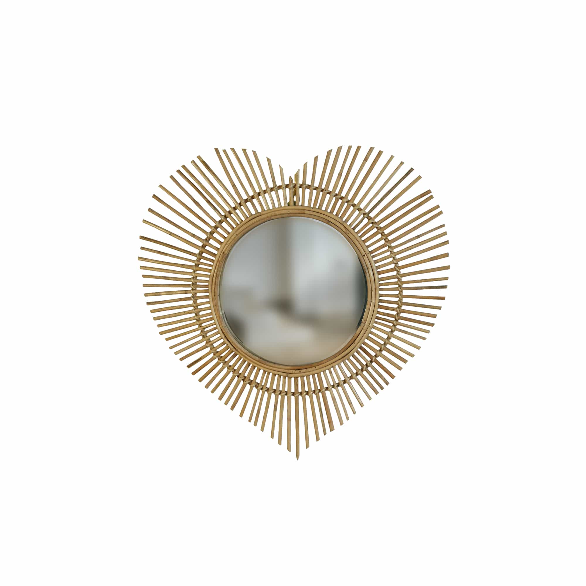 Cane Heart Shaped Mirror - handcrafted cane furniture, Ceylon Cane Crafts