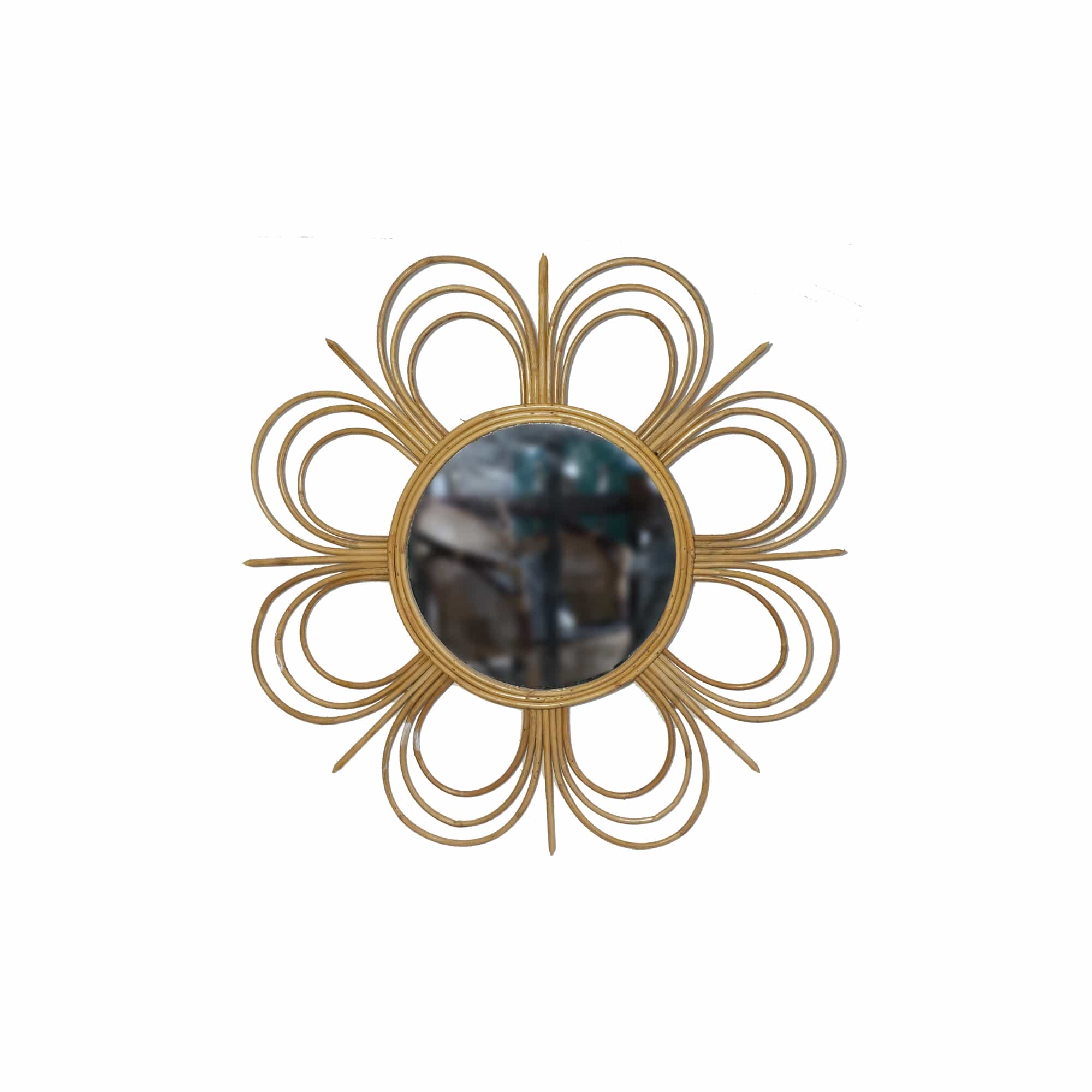 Cane Flower Shaped Mirror - handcrafted cane furniture, Ceylon Cane Crafts