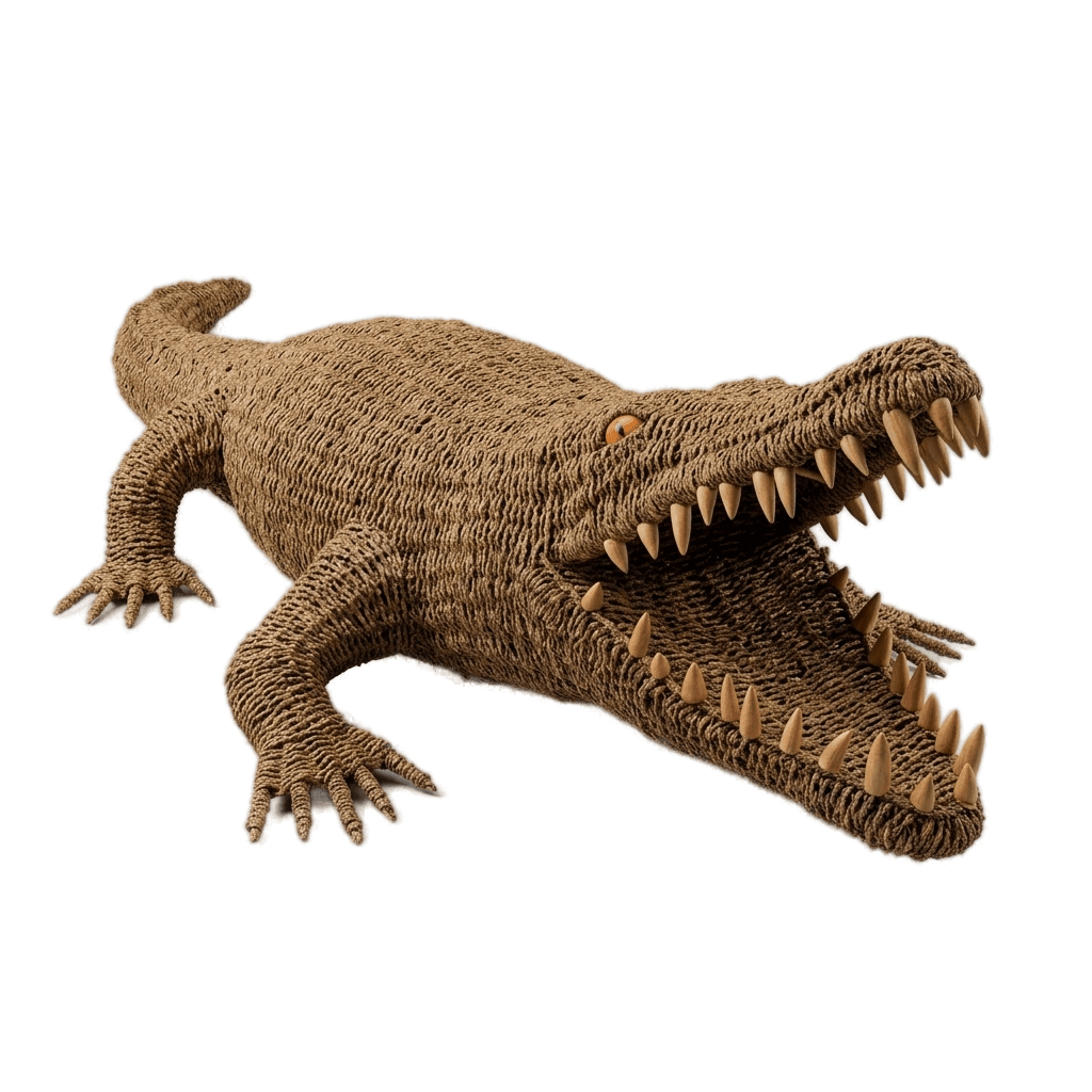 Alligator Sculpture - handmade cane furniture, Ceylon Cane Crafts Sri Lanka