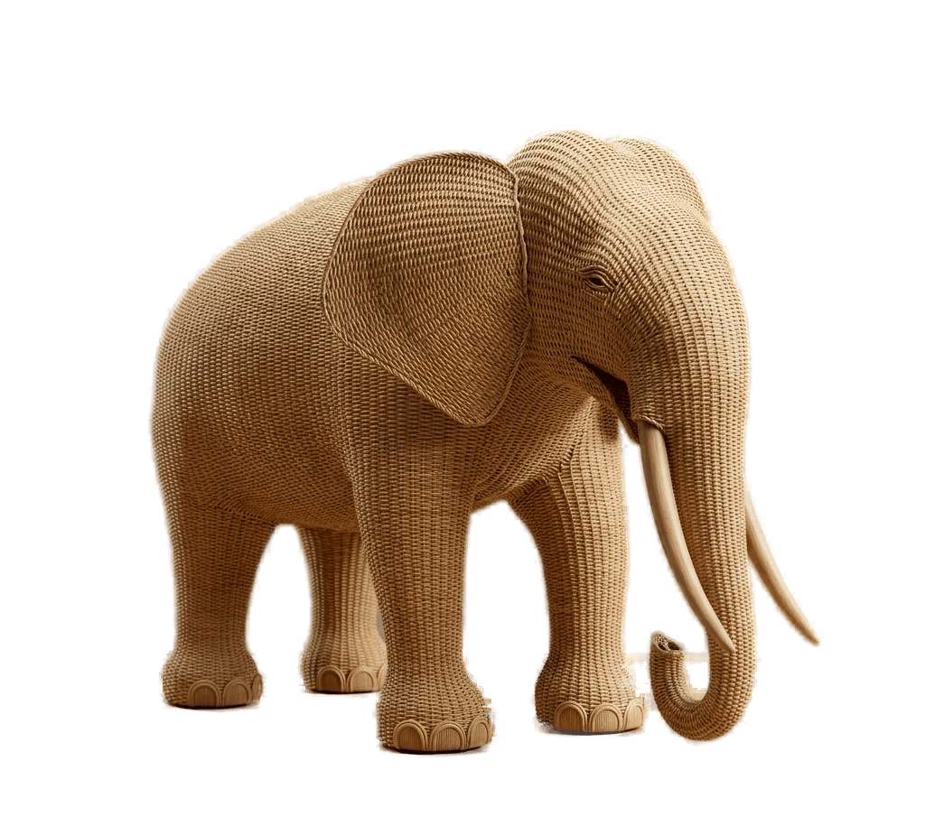 Elephant Sculpture - 1 - handmade cane furniture, Ceylon Cane Crafts Sri Lanka
