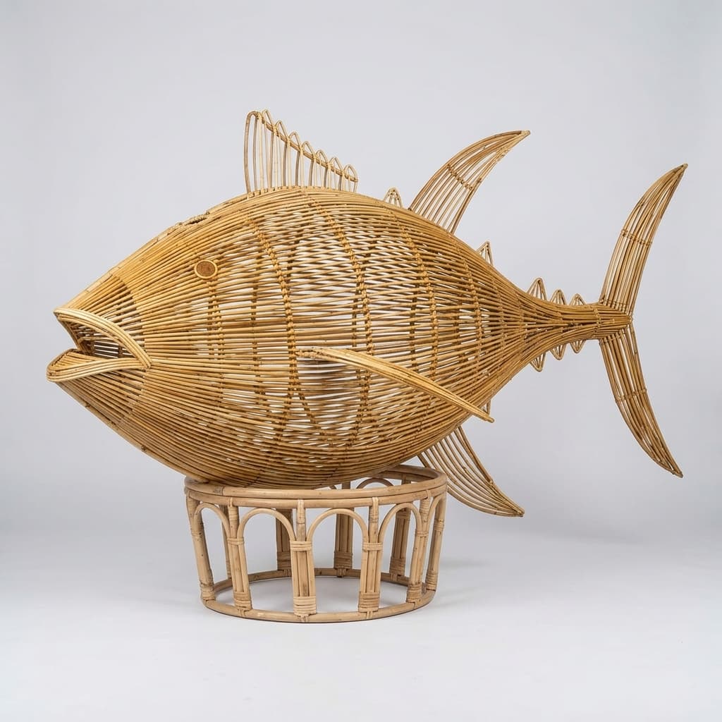 Fish Sculpture - 4 - handmade cane furniture, Ceylon Cane Crafts Sri Lanka