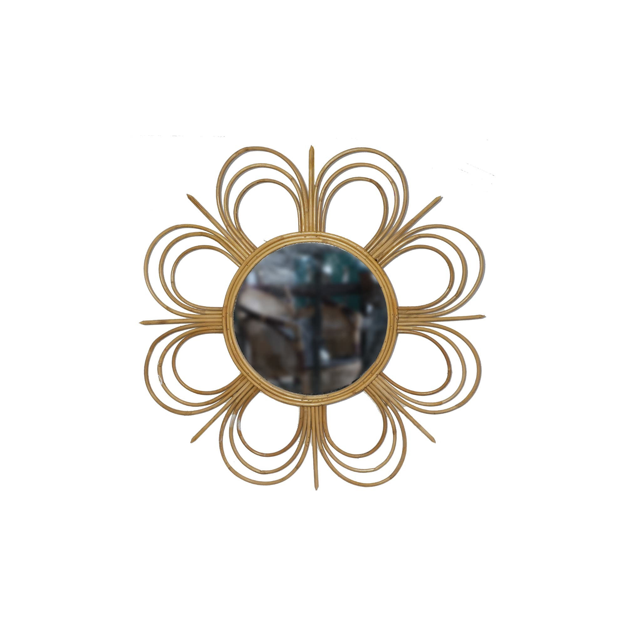 Cane Flower Shaped Mirror - handmade cane furniture, Ceylon Cane Crafts Sri Lanka